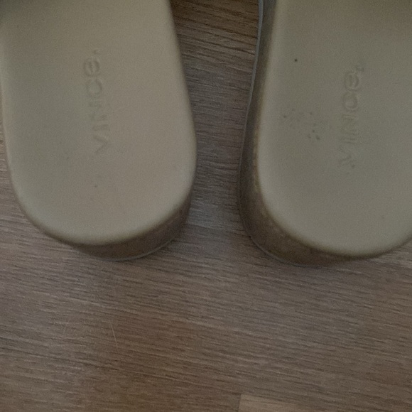 Vince. James-B Cappuccino Leather Cork Platform Sandals - Picture 4 of 9